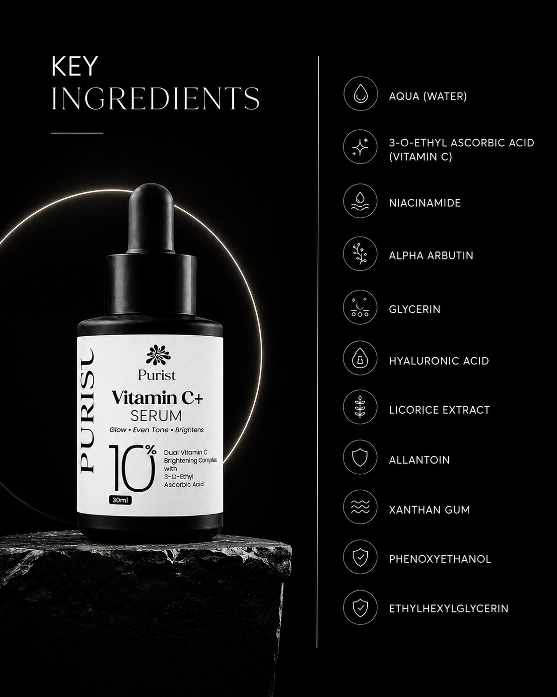 10% Vitamin C+ Brightening Serum Key Ingredients - Purist